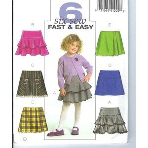 Butterick B4843 Girls Skirt Sewing Pattern Size 6-8 Fast & Easy